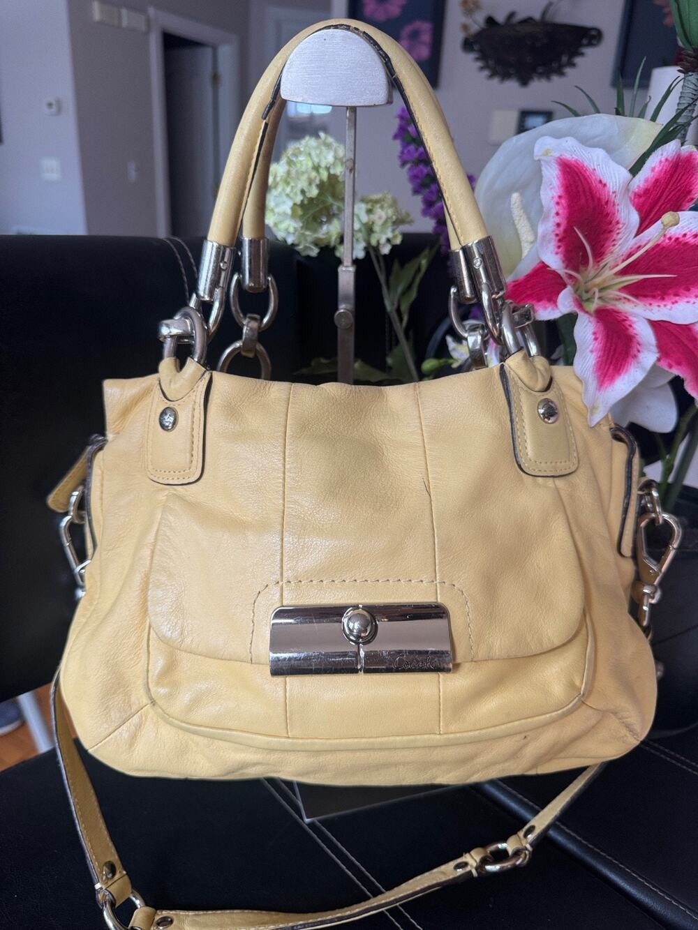Vtg Coach Kristin YELLOW Leather Satchel #16800 PURSE (150